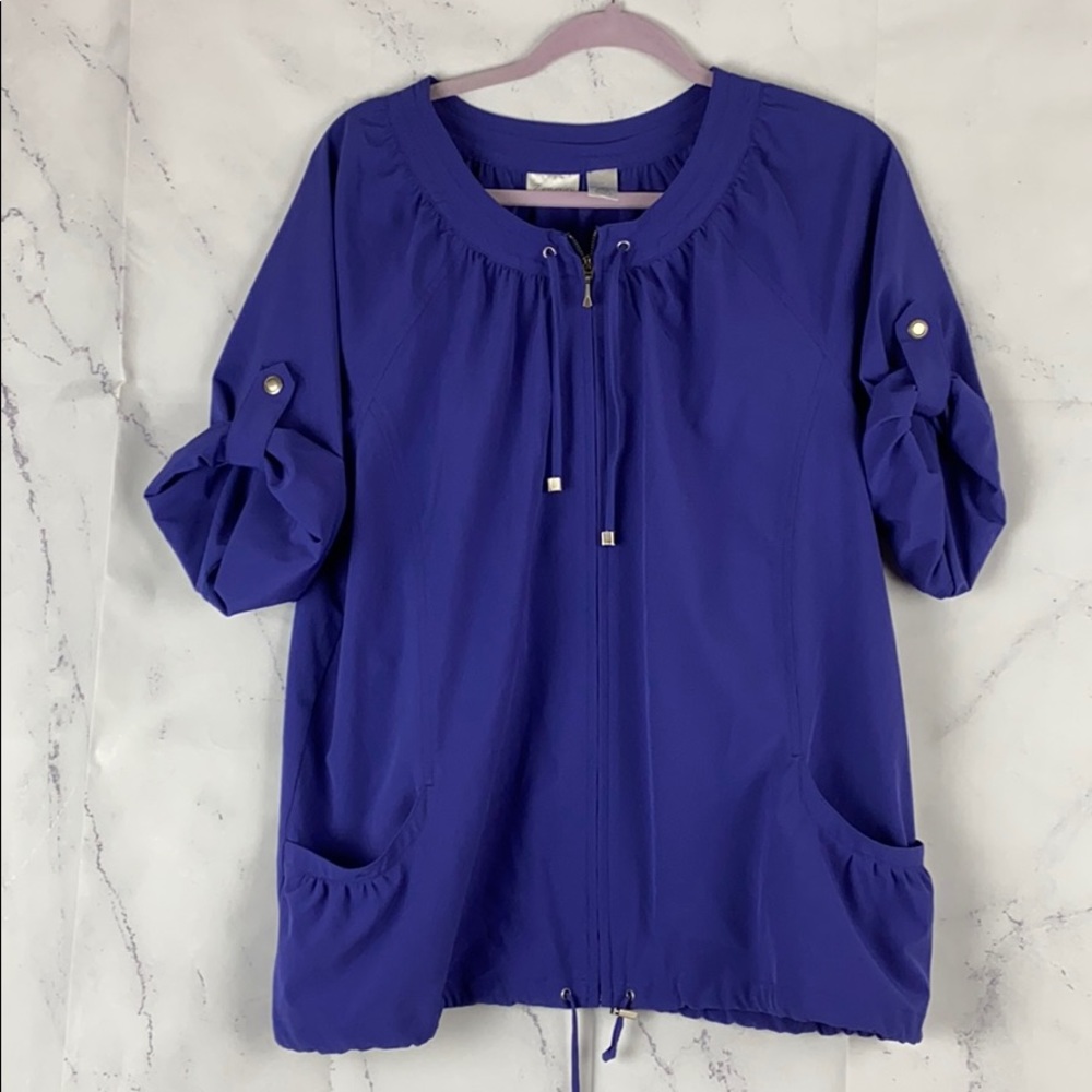 Zenergy by Chico’s 1/2 Sleeve Cinched Track Jacket